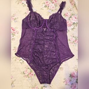 Torrid Satin Mesh Strappy/Lacy Bodysuit Lingerie Plus Size 2 Purple